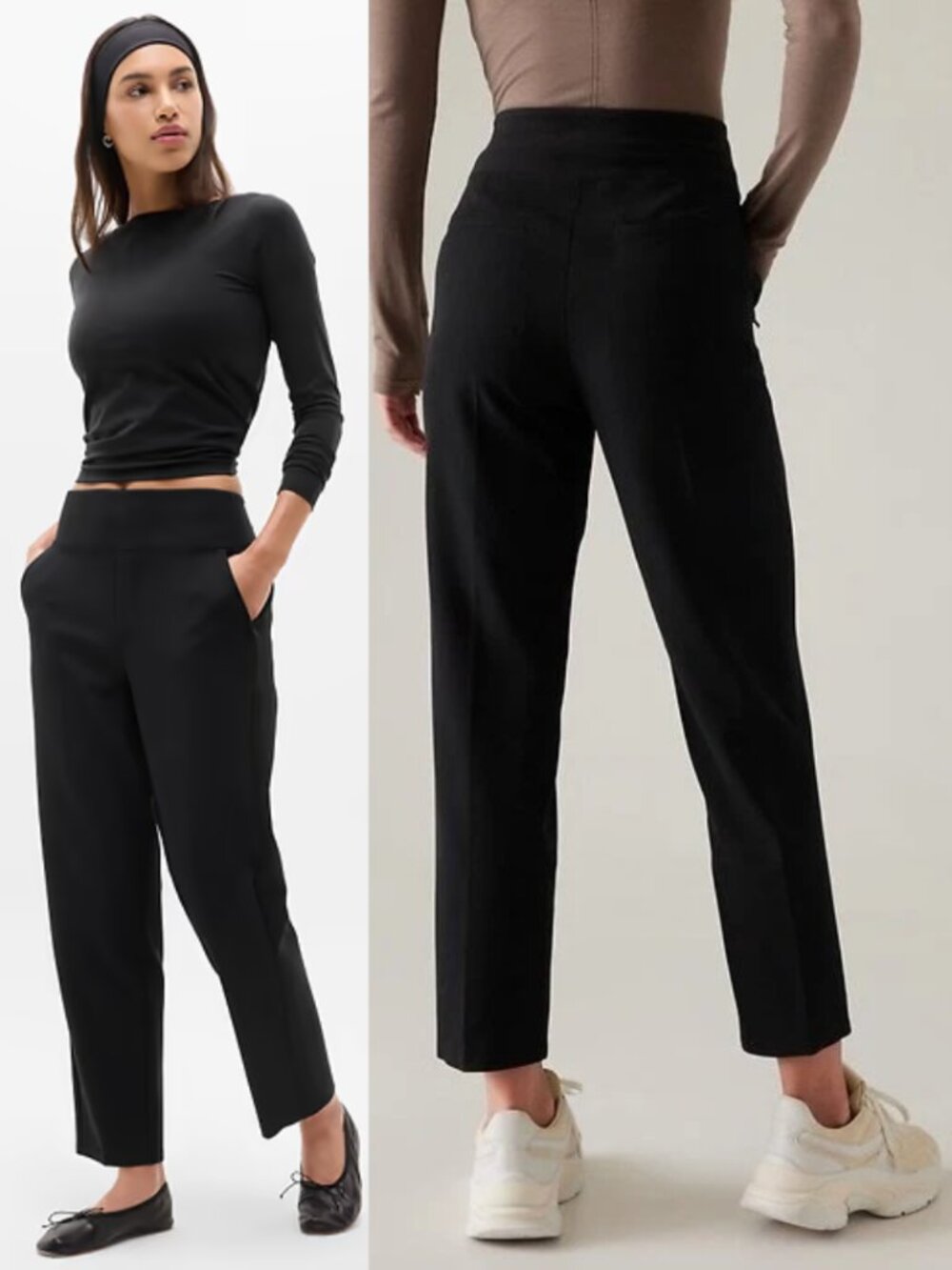 Athleta Black Pull On High Rise Tapered Endless Pants
